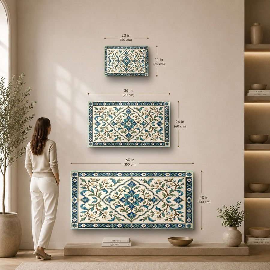 Ceramic style glass wall art showcased in a luxury hotel lobby interior design