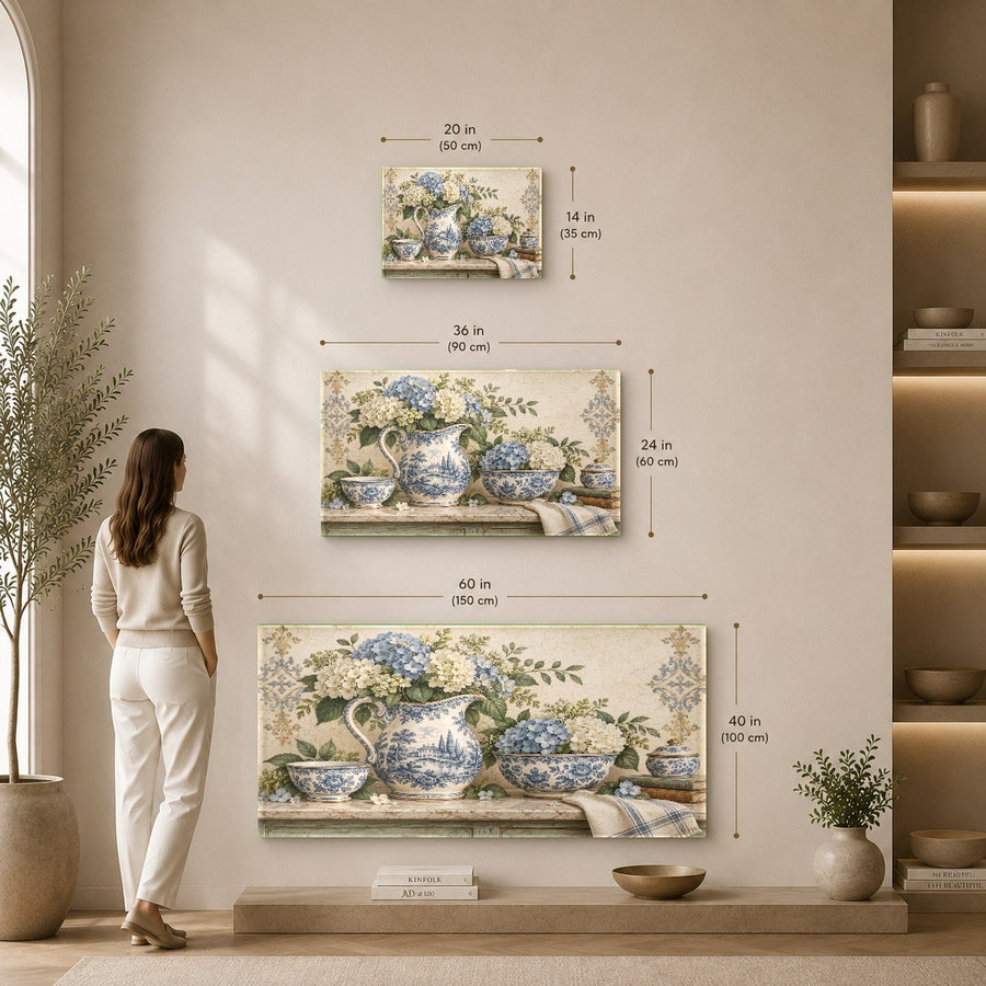 Floral glass painting styled in a modern farmhouse hallway