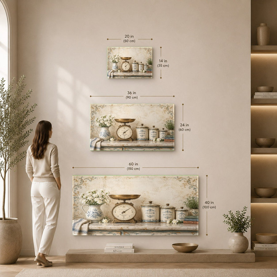 Frameless glass wall art featuring a baking theme inside a contemporary apartment dining area