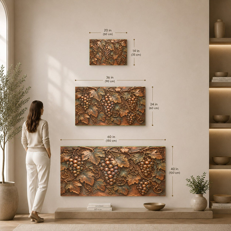 Harvest themed glass wall hanging featured in an upscale restaurant setting