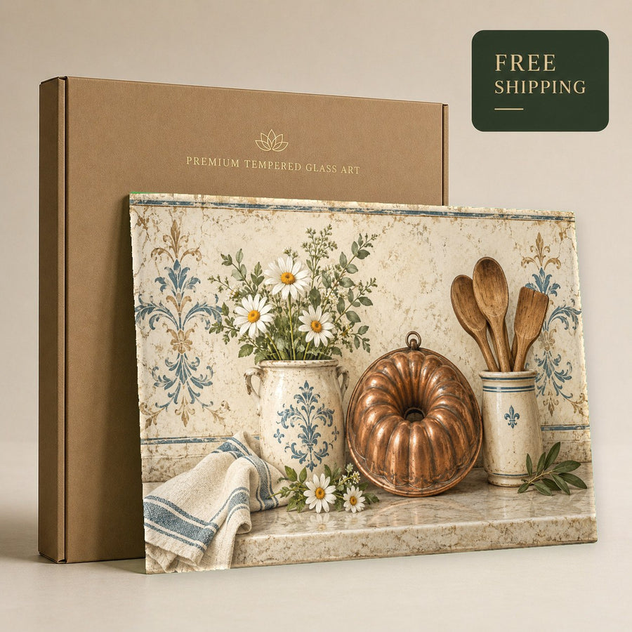Copper wall art hanging in an upscale restaurant or cafe dining space
