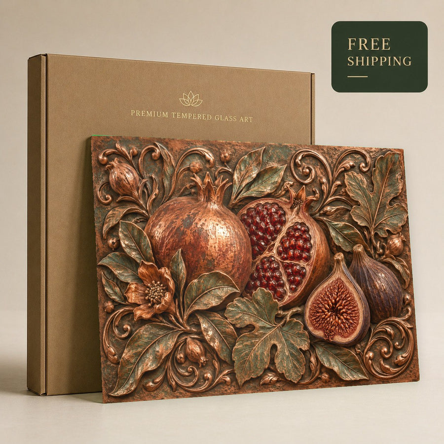 Pomegranate Fig nature print featured in an upscale Mediterranean-style country home