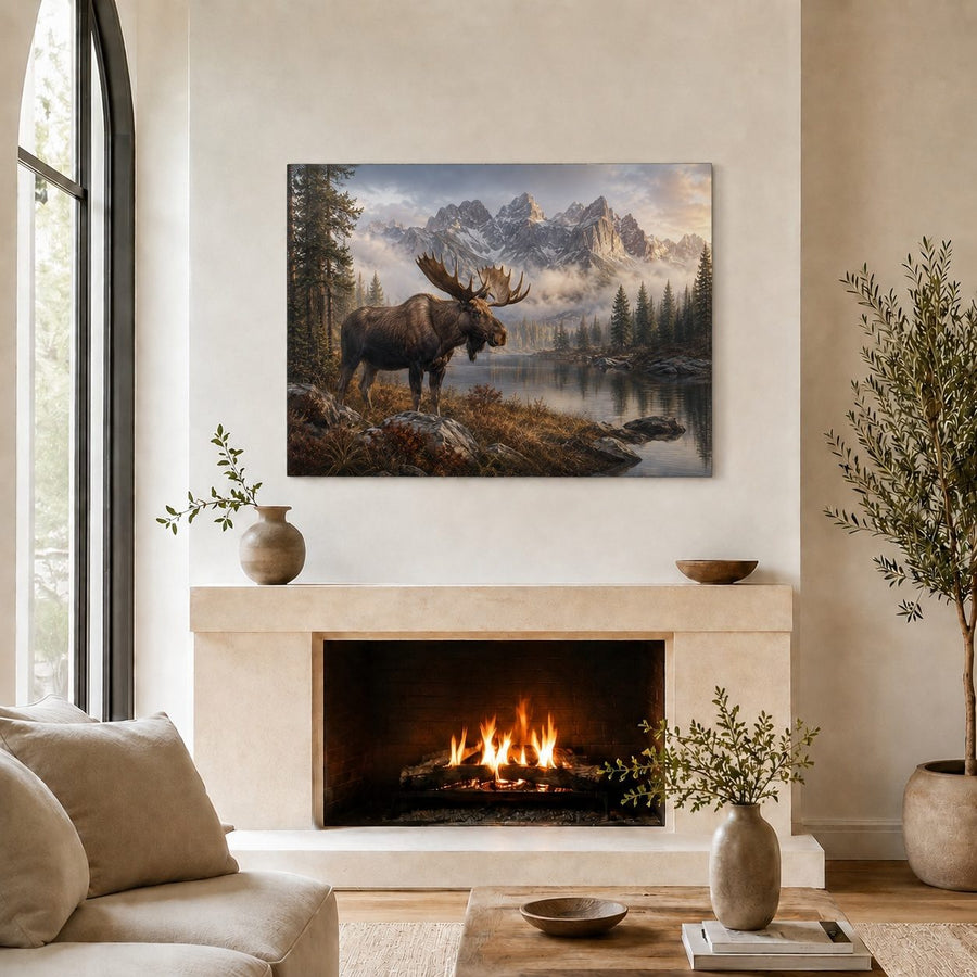 moose-mountain-lake-glass-wall-art-living-room-fireplace