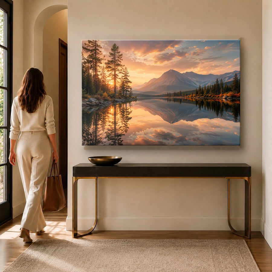 Nature Landscapes 1 tempered glass wall art displayed in a Entryway Wall Art — premium UV-printed glass panel by Glass Wall Decor