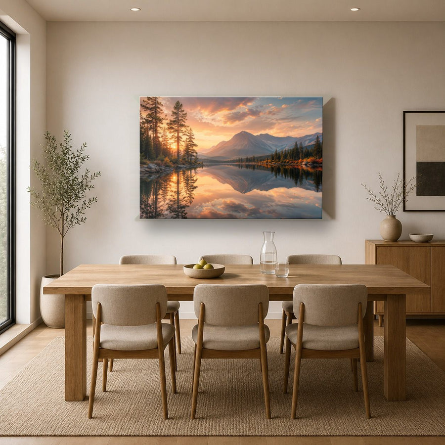 Nature Landscapes 1 tempered glass wall art displayed in a Kitchen Glass Wall Art Decor — premium UV-printed glass panel by Glass Wall Decor