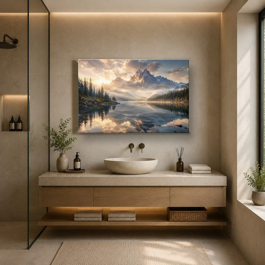 Nature Landscapes 10 tempered glass wall art displayed in a Bathroom Wall Art — premium UV-printed glass panel by Glass Wall Decor