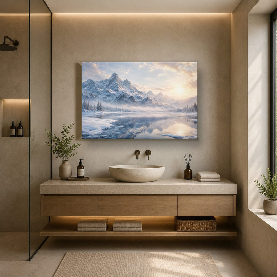 Nature Landscapes 2 tempered glass wall art displayed in a Bathroom Wall Art — premium UV-printed glass panel by Glass Wall Decor