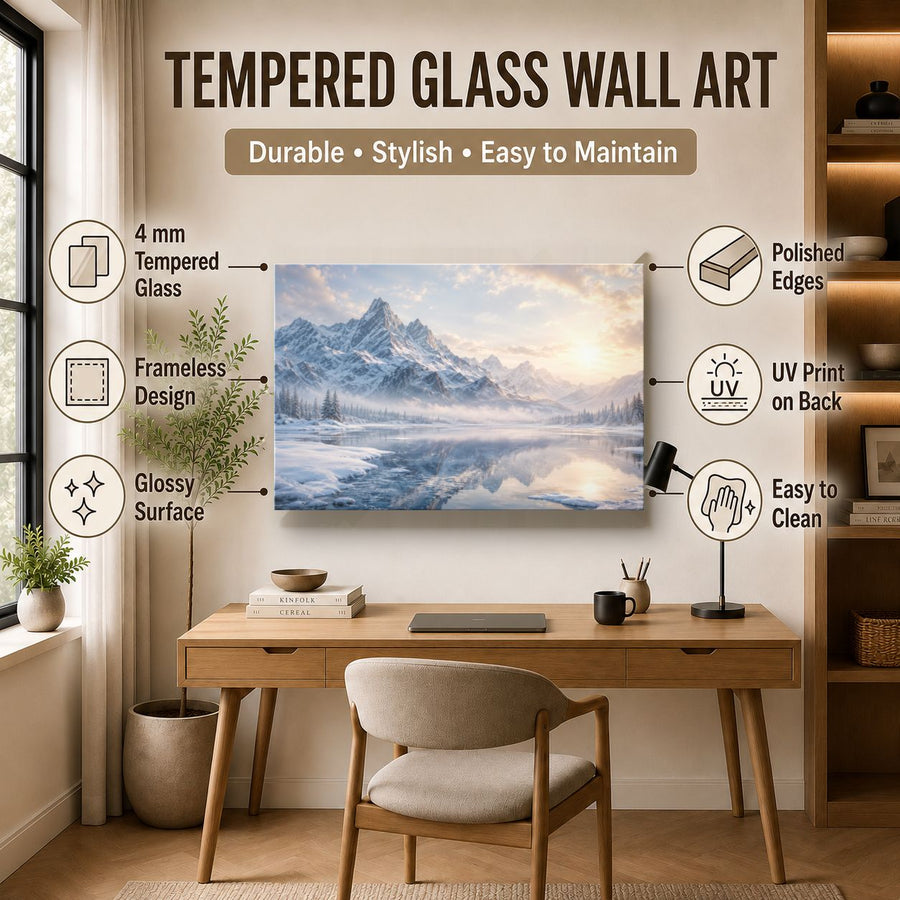 Nature Landscapes 2 tempered glass wall art displayed in a Office Wall Art — premium UV-printed glass panel by Glass Wall Decor