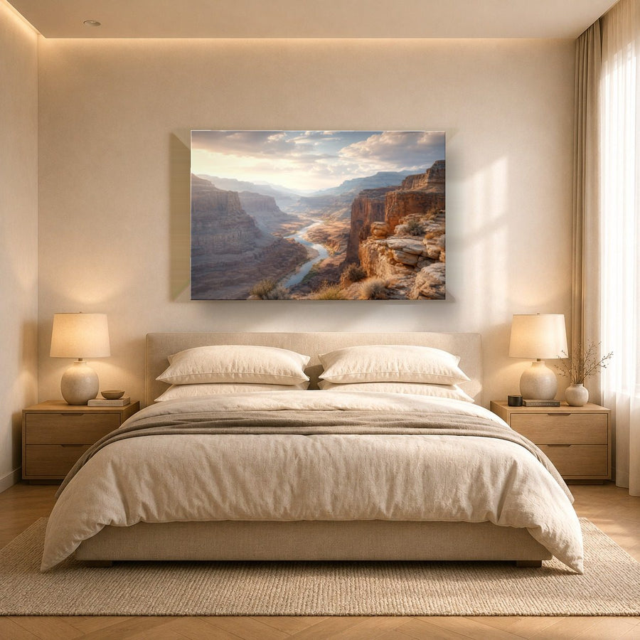 Nature Landscapes 4 tempered glass wall art displayed in a Bedroom Wall Art — premium UV-printed glass panel by Glass Wall Decor