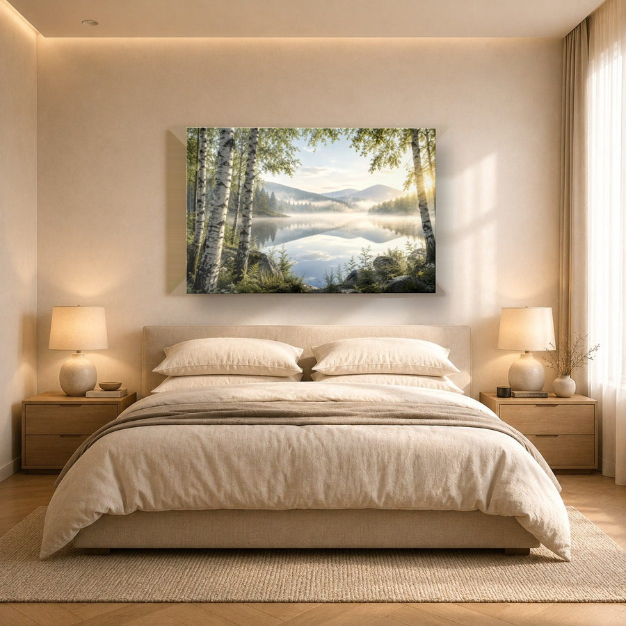 Nature Landscapes 7 tempered glass wall art displayed in a Bedroom Wall Art — premium UV-printed glass panel by Glass Wall Decor