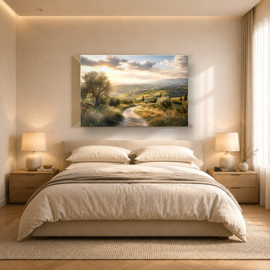 Nature Landscapes 9 tempered glass wall art displayed in a Bedroom Wall Art — premium UV-printed glass panel by Glass Wall Decor