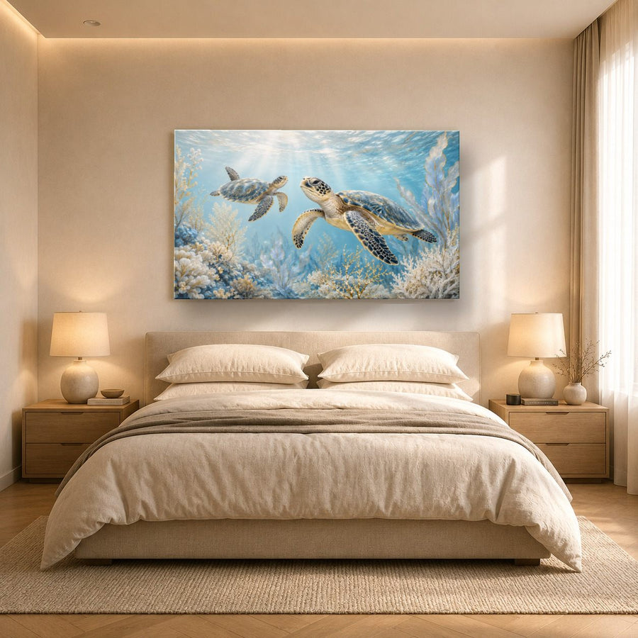 Ocean Coastal 10 tempered glass wall art displayed in a Bedroom Wall Art — premium UV-printed glass panel by Glass Wall Decor
