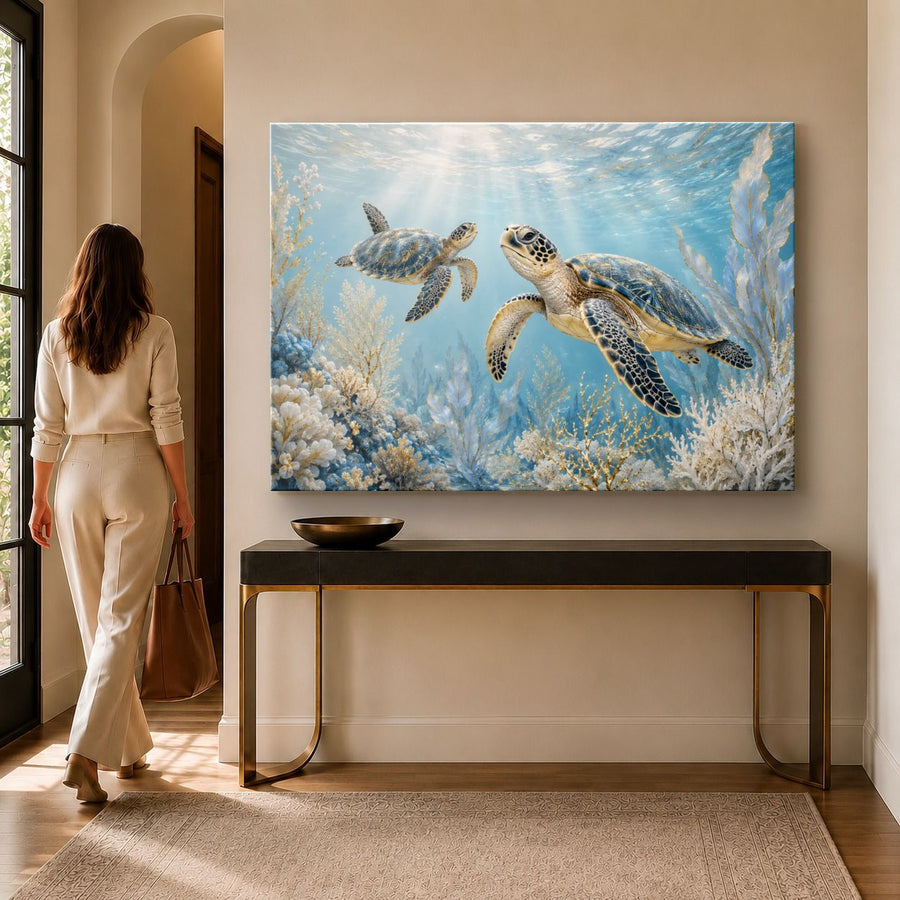 Ocean Coastal 10 tempered glass wall art displayed in a Entryway Wall Art — premium UV-printed glass panel by Glass Wall Decor