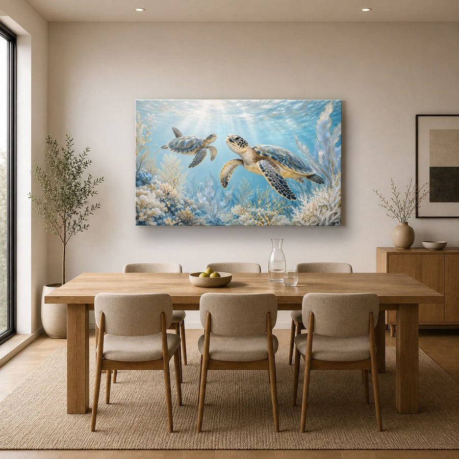 Ocean Coastal 10 tempered glass wall art displayed in a Kitchen Glass Wall Art Decor — premium UV-printed glass panel by Glass Wall Decor