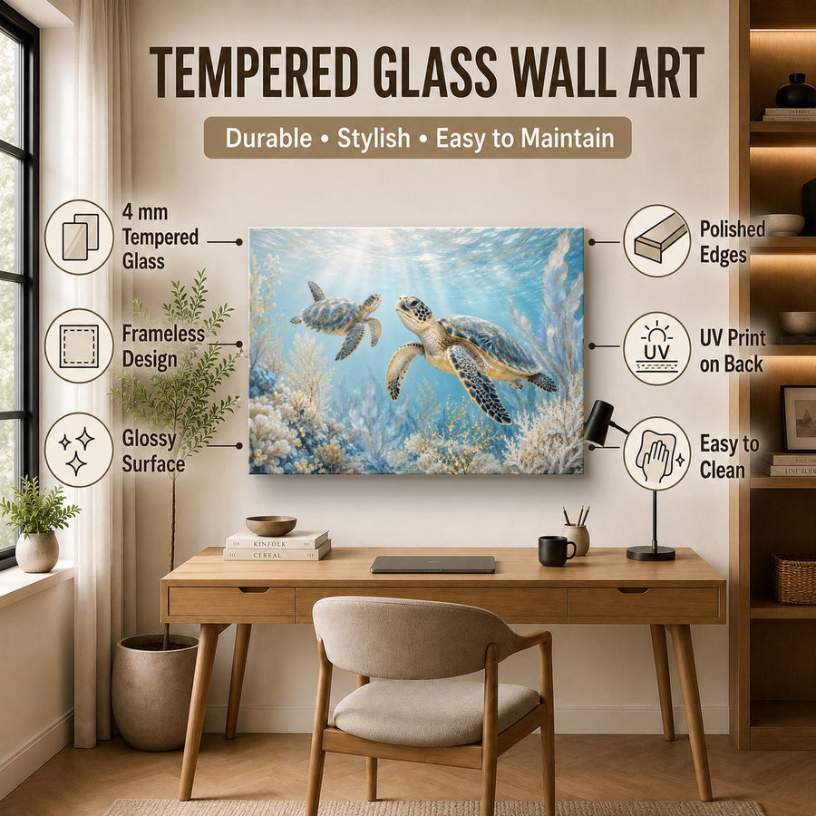 Ocean Coastal 10 tempered glass wall art displayed in a Office Wall Art — premium UV-printed glass panel by Glass Wall Decor