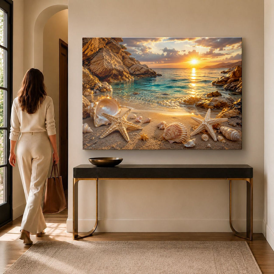 Ocean Coastal 2 tempered glass wall art displayed in a Entryway Wall Art — premium UV-printed glass panel by Glass Wall Decor