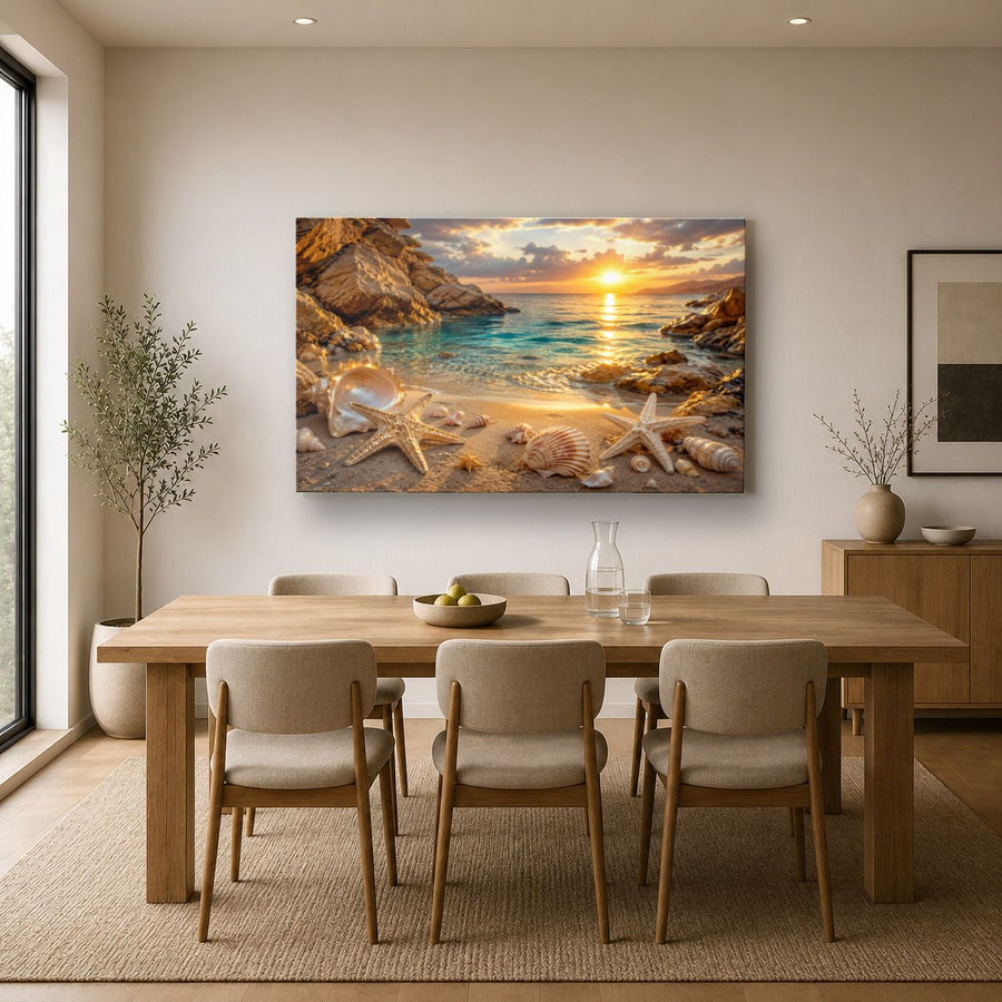 Ocean Coastal 2 tempered glass wall art displayed in a Kitchen Glass Wall Art Decor — premium UV-printed glass panel by Glass Wall Decor