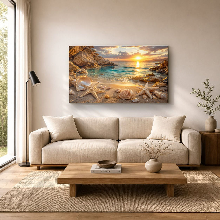 Ocean Coastal 2 tempered glass wall art displayed in a Living Room Wall Art Tempered Glass — premium UV-printed glass panel by Glass Wall Decor
