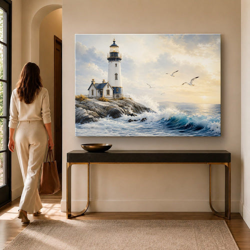 Ocean Coastal 3 tempered glass wall art displayed in a Thumbnail — premium UV-printed glass panel by Glass Wall Decor