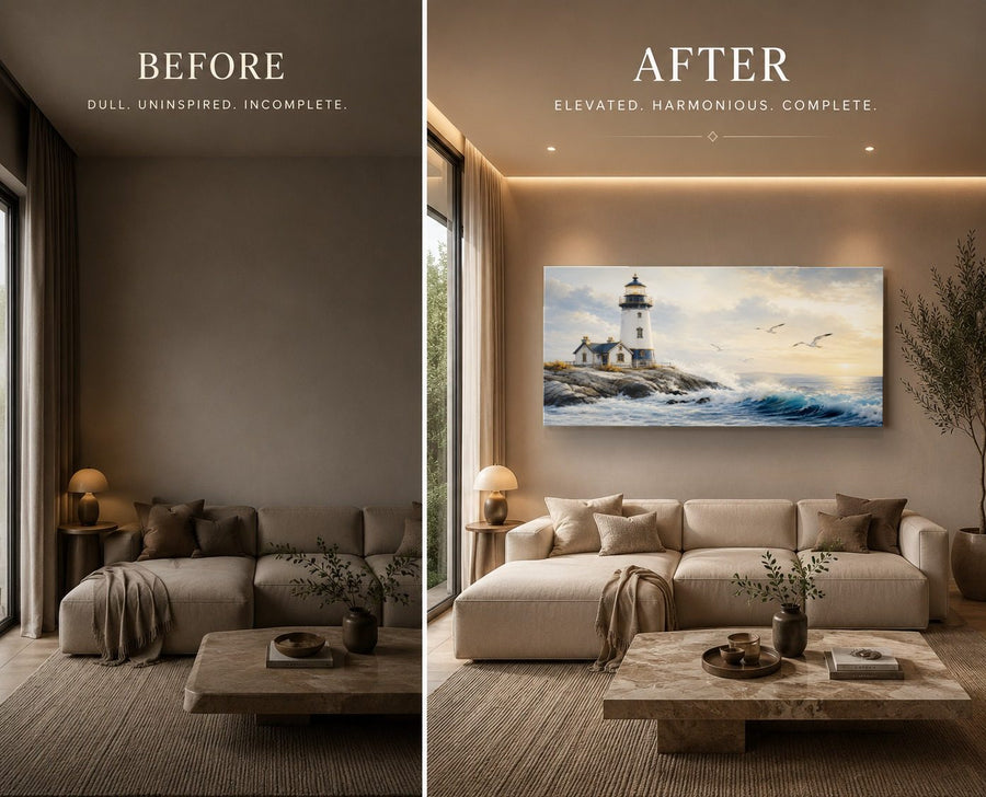 Ocean Coastal 3 tempered glass wall art displayed in a Living Room Wall Art — premium UV-printed glass panel by Glass Wall Decor