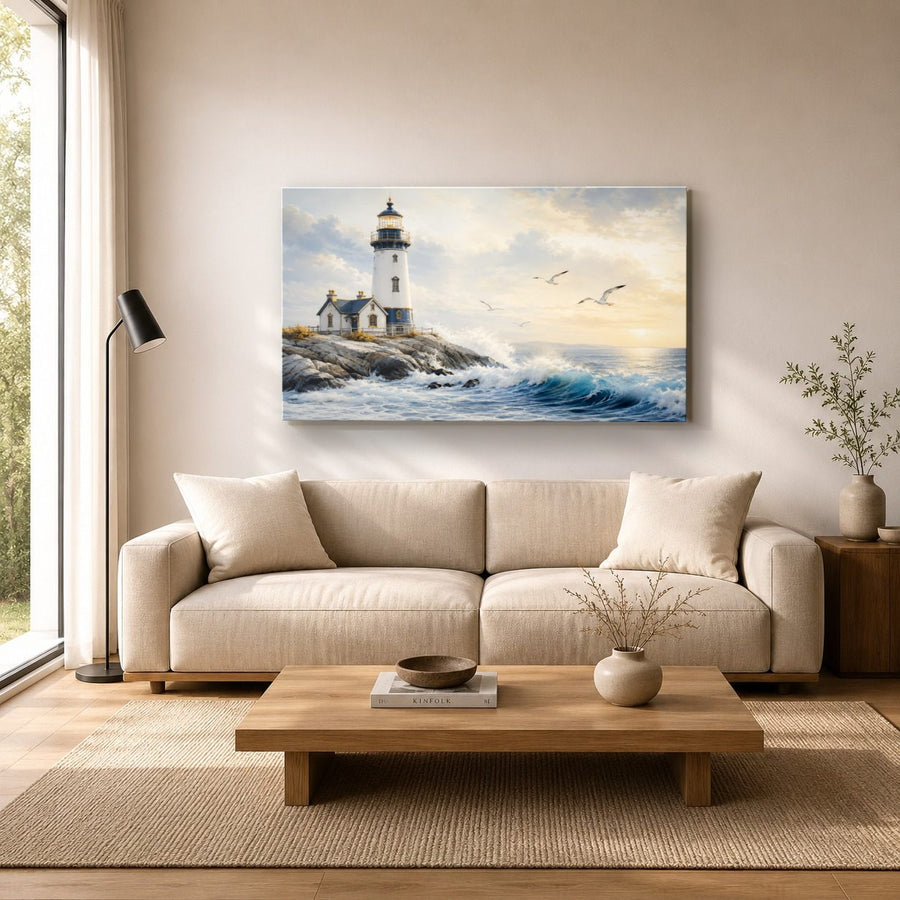 Ocean Coastal 3 tempered glass wall art displayed in a Living Room Wall Art Tempered Glass — premium UV-printed glass panel by Glass Wall Decor