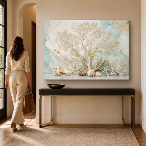 Ocean Coastal 4 tempered glass wall art displayed in a Thumbnail — premium UV-printed glass panel by Glass Wall Decor