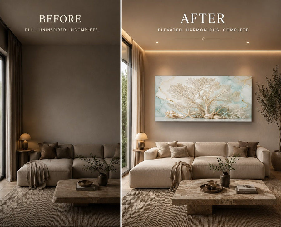 Ocean Coastal 4 tempered glass wall art displayed in a Living Room Wall Art — premium UV-printed glass panel by Glass Wall Decor