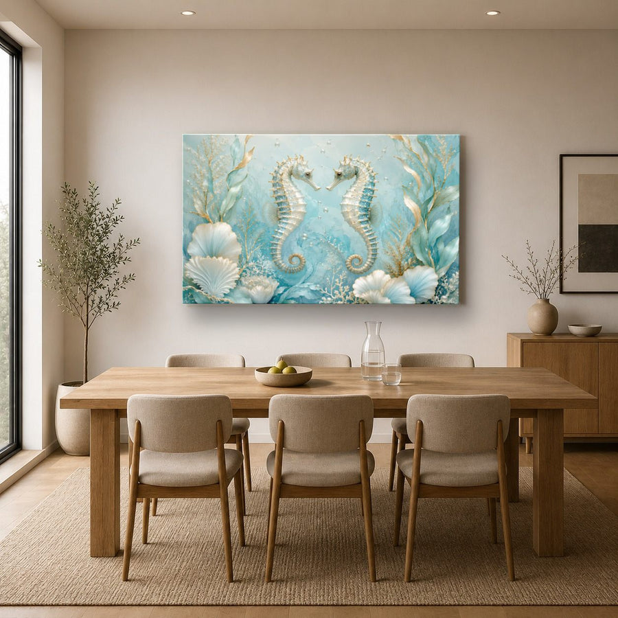 Ocean Coastal 5 tempered glass wall art displayed in a Kitchen Glass Wall Art Decor — premium UV-printed glass panel by Glass Wall Decor