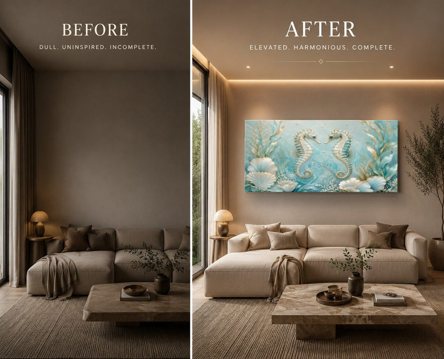 Ocean Coastal 5 tempered glass wall art displayed in a Living Room Wall Art — premium UV-printed glass panel by Glass Wall Decor