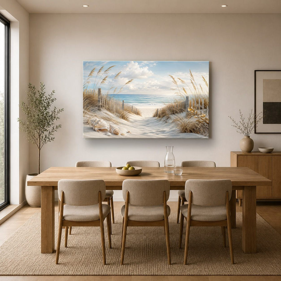 Ocean Coastal 6 tempered glass wall art displayed in a Kitchen Glass Wall Art Decor — premium UV-printed glass panel by Glass Wall Decor