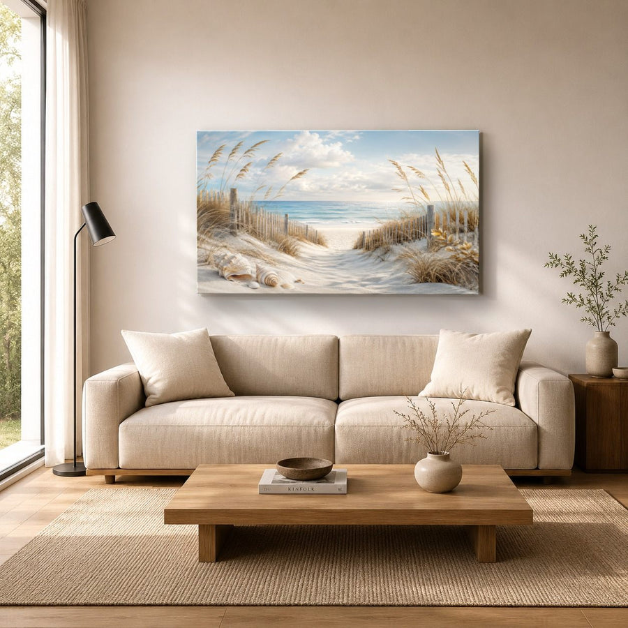 Ocean Coastal 6 tempered glass wall art displayed in a Living Room Wall Art Tempered Glass — premium UV-printed glass panel by Glass Wall Decor