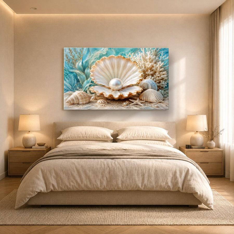 Ocean Coastal 7 tempered glass wall art displayed in a Bedroom Wall Art — premium UV-printed glass panel by Glass Wall Decor