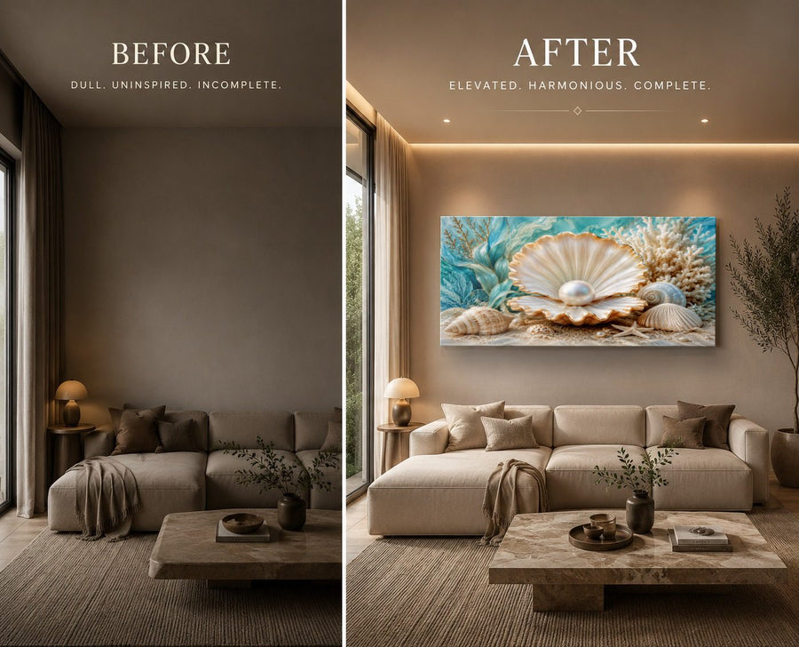 Ocean Coastal 7 tempered glass wall art displayed in a Living Room Wall Art — premium UV-printed glass panel by Glass Wall Decor