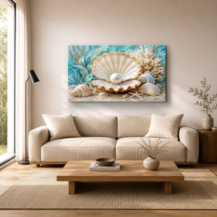 Ocean Coastal 7 tempered glass wall art displayed in a Living Room Wall Art Tempered Glass — premium UV-printed glass panel by Glass Wall Decor
