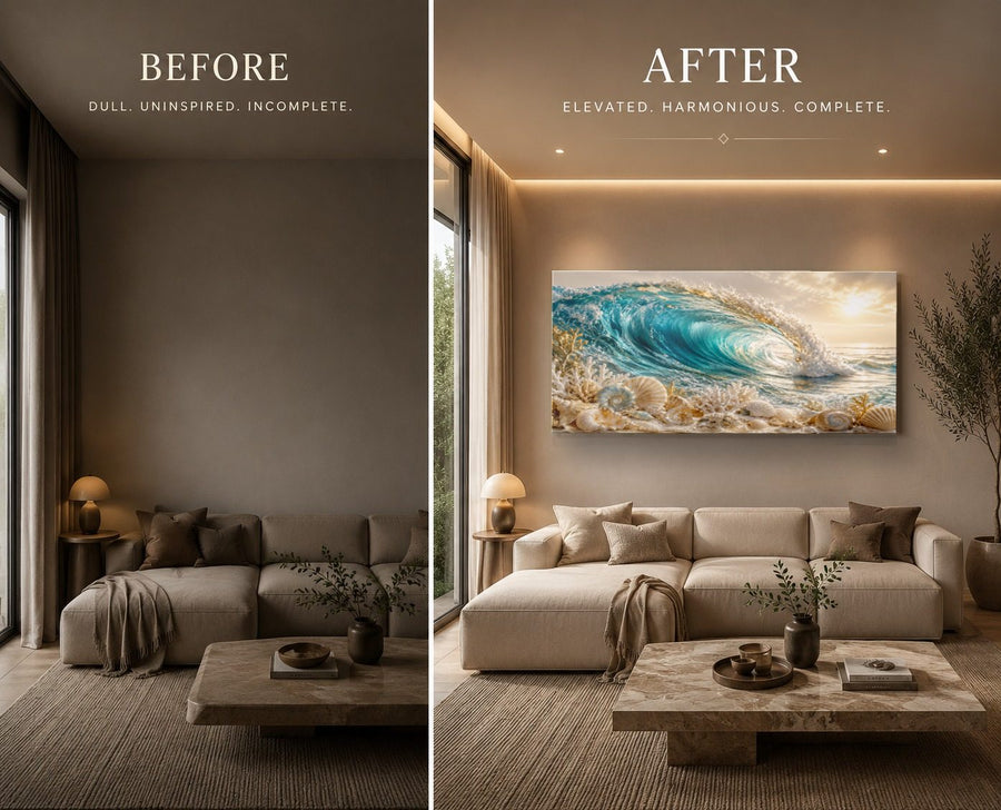 Ocean Coastal 8 tempered glass wall art displayed in a Living Room Wall Art — premium UV-printed glass panel by Glass Wall Decor