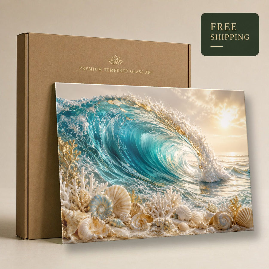 Ocean Coastal 8 tempered glass wall art displayed in a Tempered Glass Wall Art — premium UV-printed glass panel by Glass Wall Decor