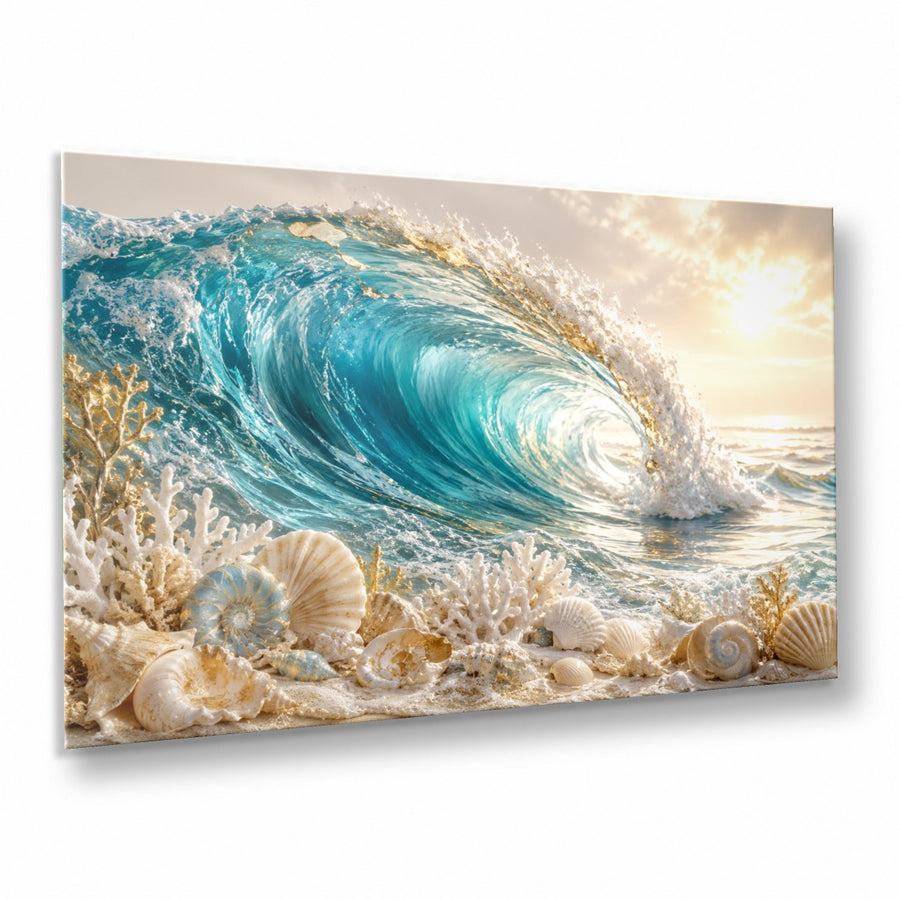 Ocean Coastal 8 tempered glass wall art displayed in a Thumbnail — premium UV-printed glass panel by Glass Wall Decor