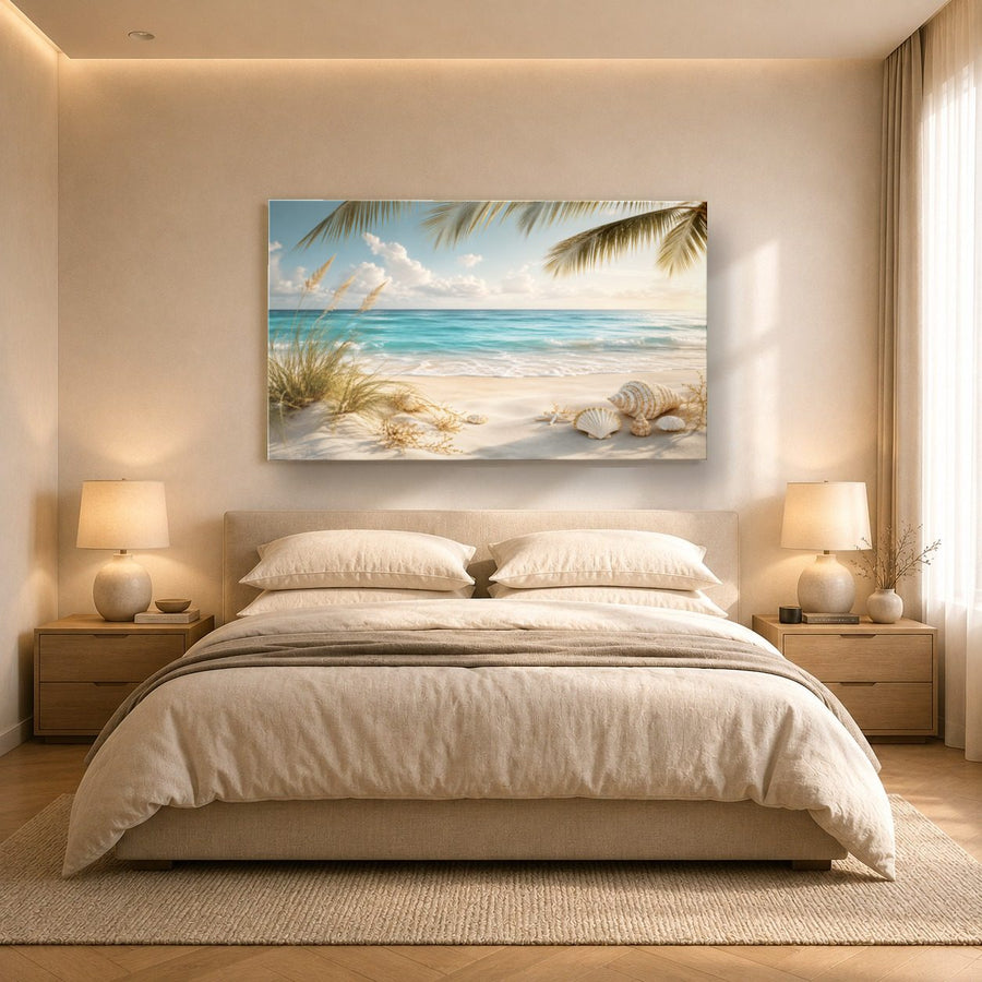 Ocean Coastal 9 tempered glass wall art displayed in a Bedroom Wall Art — premium UV-printed glass panel by Glass Wall Decor