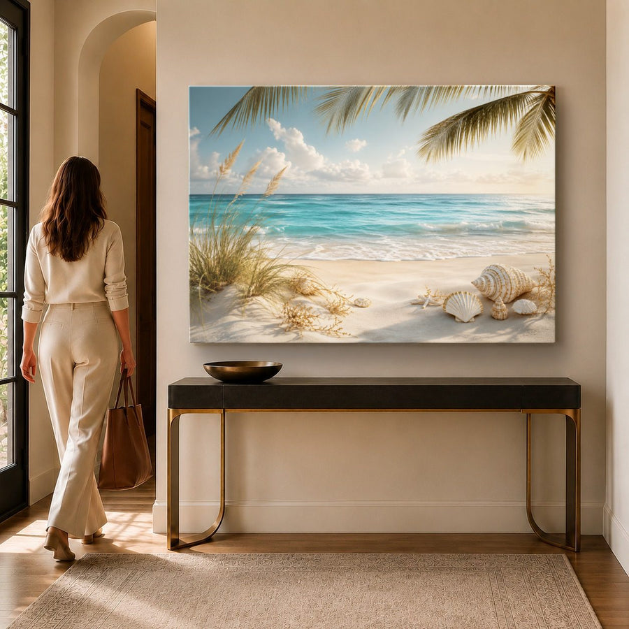 Ocean Coastal 9 tempered glass wall art displayed in a Entryway Wall Art — premium UV-printed glass panel by Glass Wall Decor