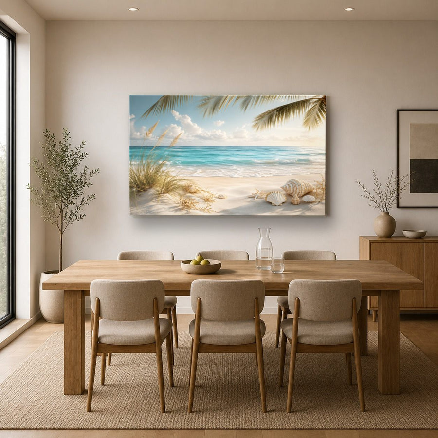 Ocean Coastal 9 tempered glass wall art displayed in a Kitchen Glass Wall Art Decor — premium UV-printed glass panel by Glass Wall Decor