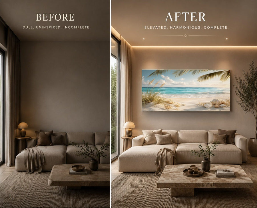 Ocean Coastal 9 tempered glass wall art displayed in a Living Room Wall Art — premium UV-printed glass panel by Glass Wall Decor