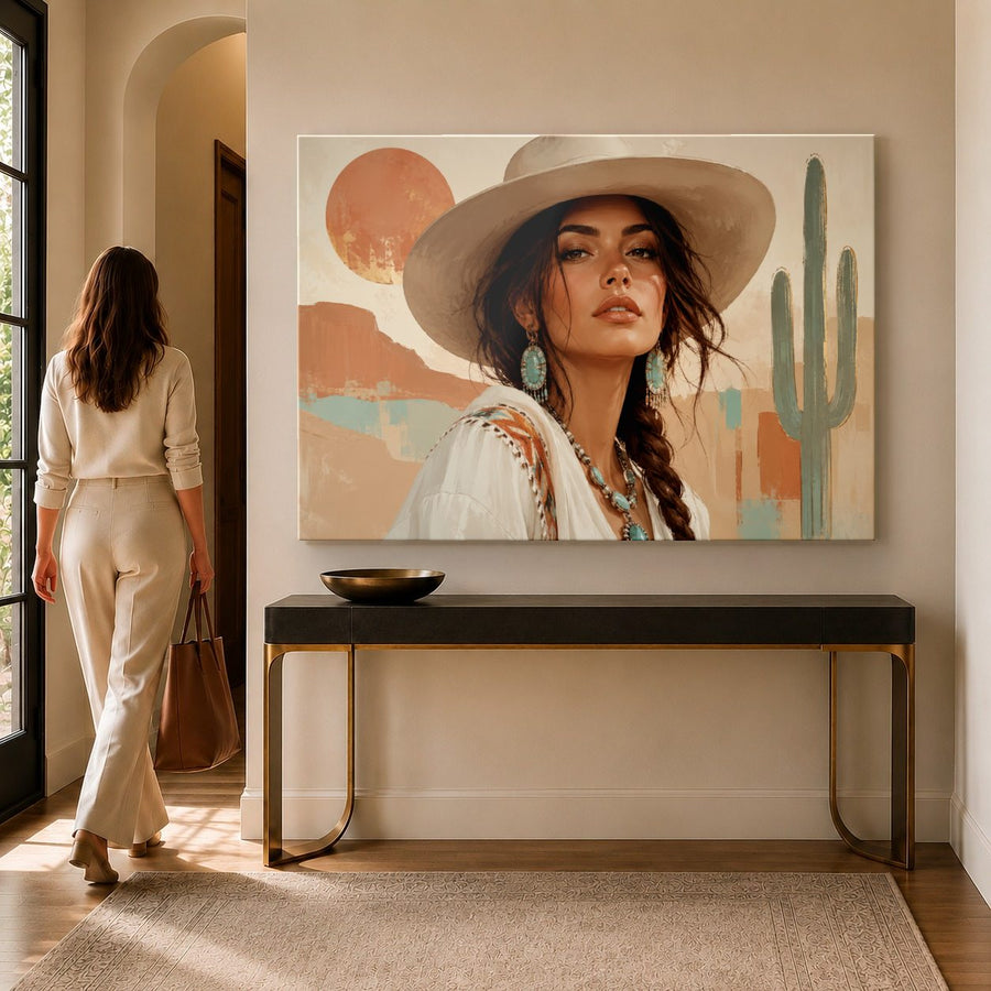 Portraits Figures 1 tempered glass wall art displayed in a Entryway Wall Art — premium UV-printed glass panel by Glass Wall Decor