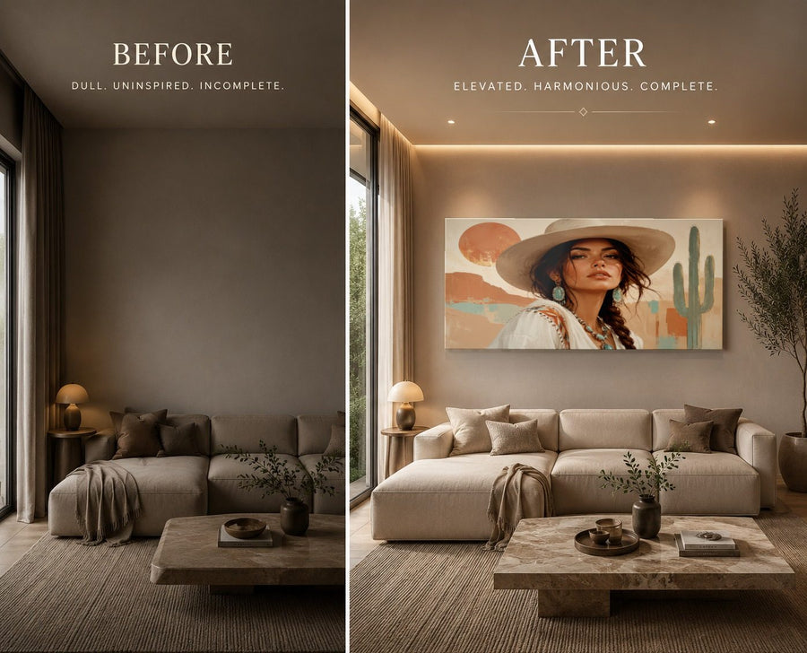 Portraits Figures 1 tempered glass wall art displayed in a Living Room Wall Art — premium UV-printed glass panel by Glass Wall Decor