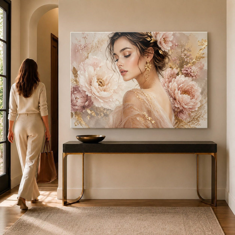 Portraits Figures 10 tempered glass wall art displayed in a Entryway Wall Art — premium UV-printed glass panel by Glass Wall Decor