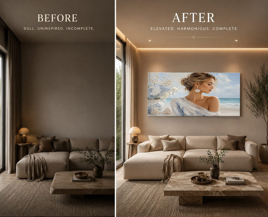 Portraits Figures 2 tempered glass wall art displayed in a Living Room Wall Art — premium UV-printed glass panel by Glass Wall Decor