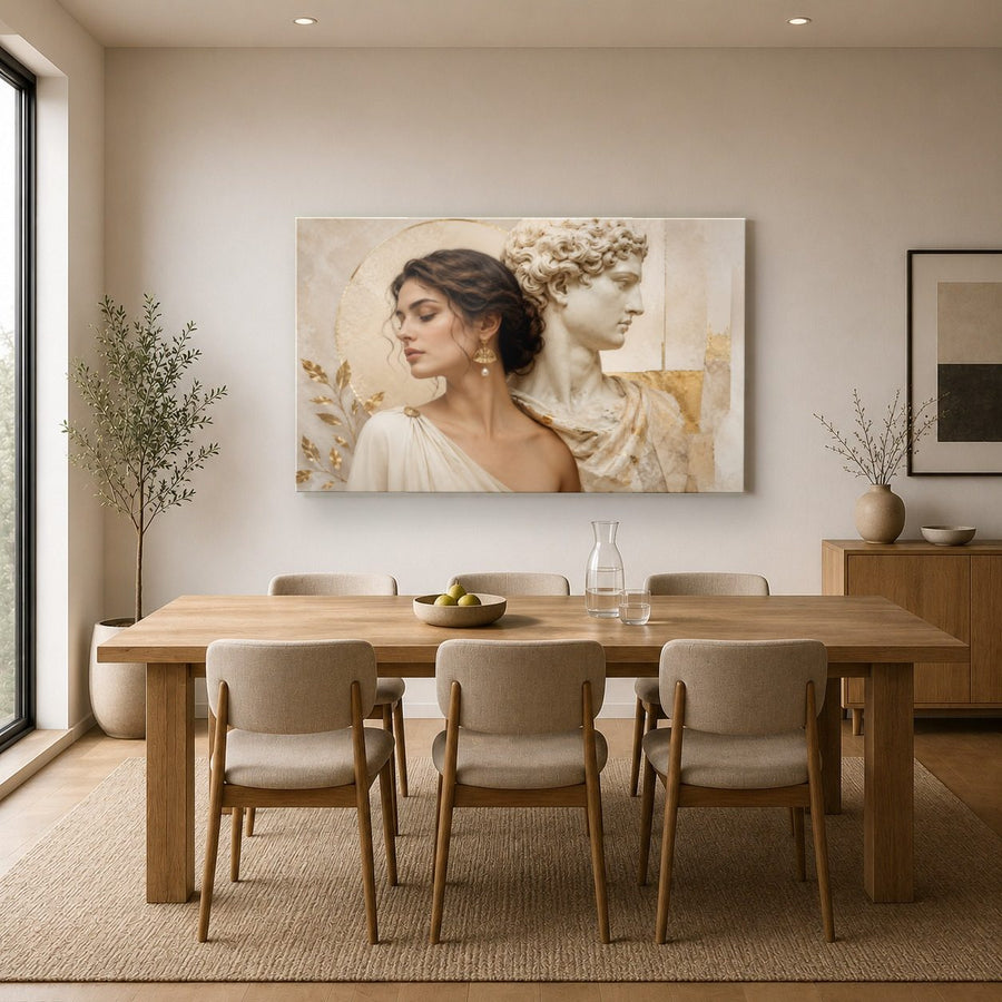 Portraits Figures 3 tempered glass wall art displayed in a Kitchen Glass Wall Art Decor — premium UV-printed glass panel by Glass Wall Decor