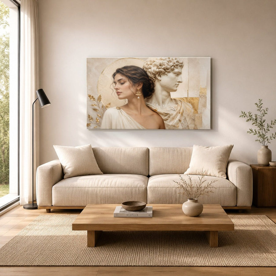 Portraits Figures 3 tempered glass wall art displayed in a Living Room Wall Art Tempered Glass — premium UV-printed glass panel by Glass Wall Decor