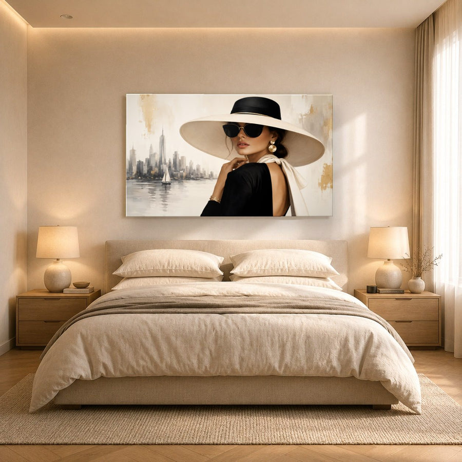 Portraits Figures 4 tempered glass wall art displayed in a Bedroom Wall Art — premium UV-printed glass panel by Glass Wall Decor