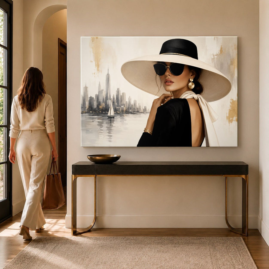 Portraits Figures 4 tempered glass wall art displayed in a Entryway Wall Art — premium UV-printed glass panel by Glass Wall Decor