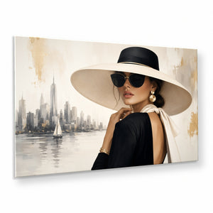 Chic Woman New York Tempered Glass Wall Art